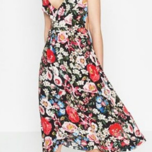 ISO ZARA black floral midi dress - Picture 2 of 2